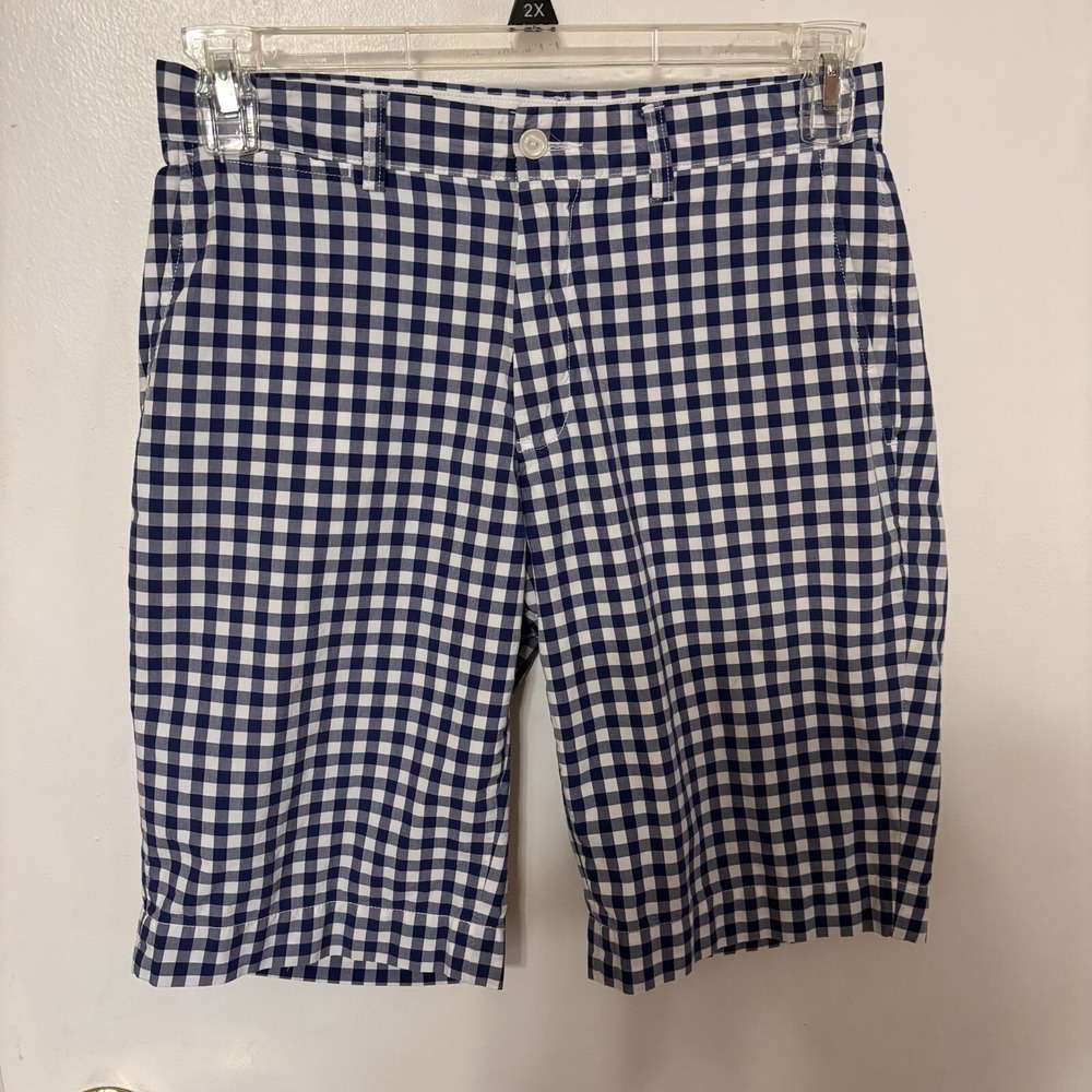 Polo by Ralph Lauren Blue White Gingham Plaid Chino Shorts Sz‎ 29 100% Cotton